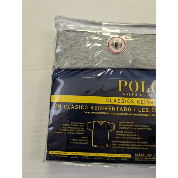 Polo Ralph Lauren 3 Pack Shirts Size Small Classic Fit V Neck Gray Blue - Picture 3 of 5